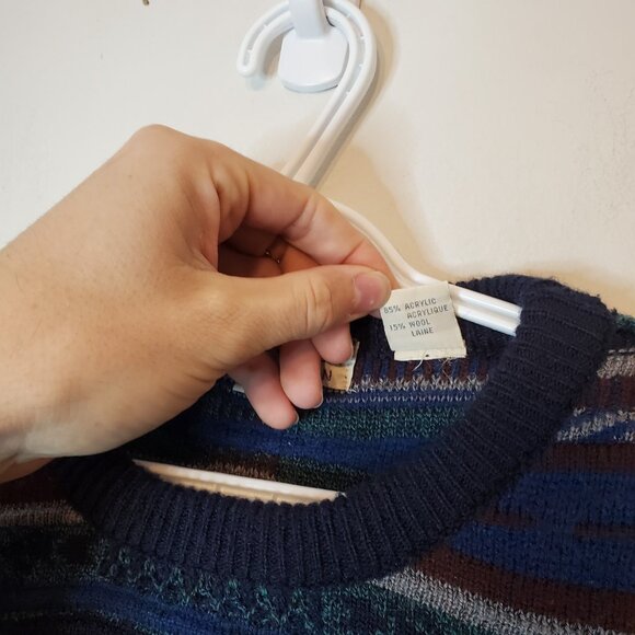 Vintage 90s 3D Knit Sweater Blue Size L - Picture 5 of 5